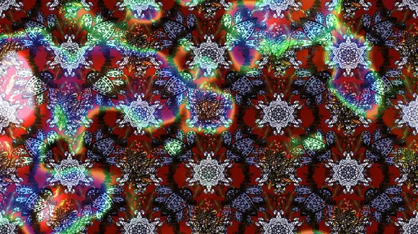 El çizimi çiçekli soyut çizim kalıbı. Raster illüstrasyonu. Kahverengi, kırmızı ve siyah renkte çiçekler.