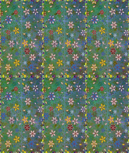 Raster deseni. -yeşil ve mavi çiçekler. Doğa. Küçük çiçekte güzel bir desen var. Çiçek kompozisyonu. Çiçek kolajı. Çiçek arka planı.