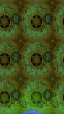 Raster Illustrasyon 'daki Çiçek Deseni' nin son moda çizimi. Renkli Yaz Temalı eskiz kalıbı. Düz Çiçek Elementleri Tasarımı. Yeşil renkte çiçekler.