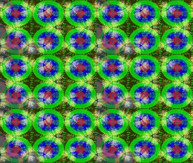 El çizimi çiçekli soyut çizim kalıbı. Raster illüstrasyonu. Yeşil renkte çiçekler.