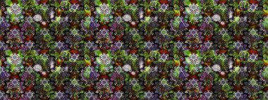 Gri renkli çiçekler. Raster illüstrasyonu. Küçük çiçekte sevimli çiçek deseni var..