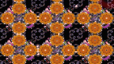 Nazik, narin çiçek arkaplanı. Çiçekli karalama şeklinde Raster çiçek deseni. Siyah renkte çiçekler.