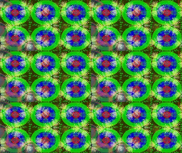 El çizimi çiçekli soyut çizim kalıbı. Raster illüstrasyonu. Yeşil renkte çiçekler.