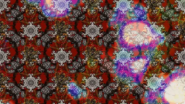 Kahverengi, gri ve kırmızı renkte çiçekler. Kumaş desenli papatya çiçekleri ayrıntıları.