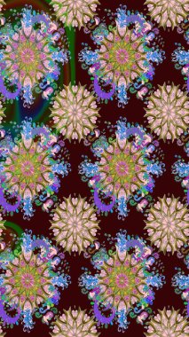 Raster illüstrasyonu. Küçük çiçekli basit bir çiçek çizimi. Moda baskısı, albüm, ambalaj kağıdı ve duvar kağıdı için zarif dekoratif süslemeler. Kahverengi renkte şirin çiçekler..