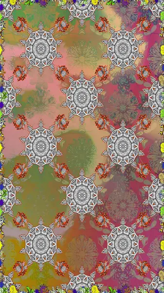 Çiçeksiz desenli arka plan. Gömlek baskısı için çiçek boyası. Gri ve kahverengi renkte çiçekler.