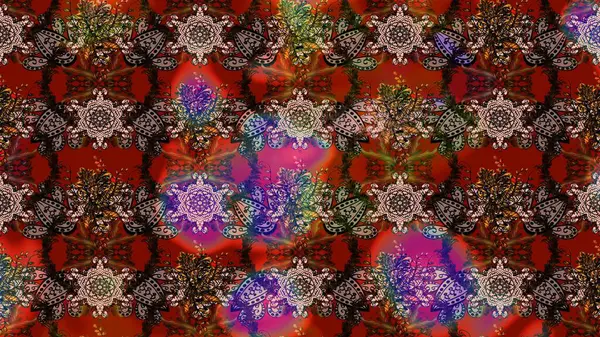 Kahverengi, kırmızı ve siyah renkte çiçekler. Raster illüstrasyonunda çiçek deseni çizimi.