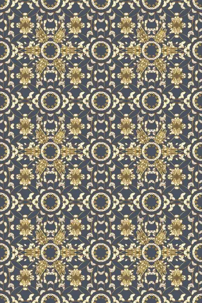 Geleneksel klasik raster altın pürüzsüz desen. Bej, nötr ve mavi renklerde altın elementler. Barok tarzında kusursuz bir doğulu süsü..
