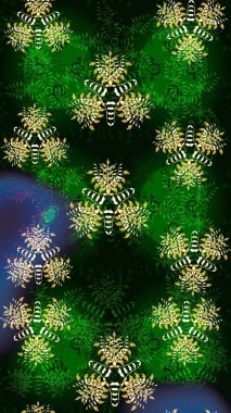 Çiçekli ipek eşarp. 1950-1960 motifleri. Retro tekstil tasarım koleksiyonu. El çizimi çiçek unsurları olan soyut çizim raster deseni. Yeşil ve mavi, yeşil ve mavi.