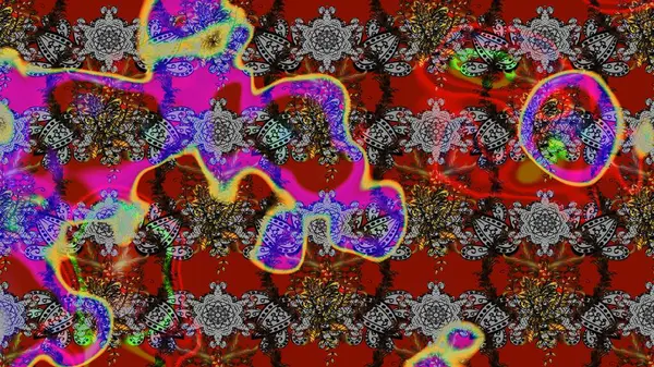 El çizimi. Güzel kumaş deseni. Çiçekler, dallar, bitkiler ve çiçekler. Raster illüstrasyonu.