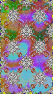 Çiçeklerle suluboya desenli çiçek deseni. Gri renkli güzel bir tekstil. Raster illüstrasyonu.