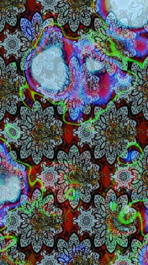 Mavi el çizimi desen. Karalama çiçekleri çizim kalıbı. Raster deseni. Sanat çiçeklere ilham verir ve arka plan bırakır.