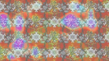 1950-1960 motifleri. Gri, nötr ve bej üzerine gri, nötr bir bej. Çiçekli ipek eşarp. El çizimi çiçek unsurları olan soyut çizim raster deseni. Retro tekstil tasarım koleksiyonu.