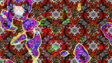 Klasik çiçek tasarımı elementleri. Raster illüstrasyonu. Gri, kırmızı ve kahverengi kıvırcık çiçekler Gri, kırmızı ve kahverengi renkler.