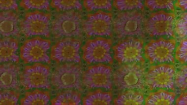Renkli unsurlarla hareketli arka plan görüntüleri. Çiçekler. Eski model. Bayrak tarzı. Video kaydı. Şablon. Döngü. Kusursuz.. 