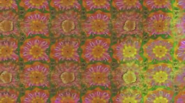 Renkli unsurlarla hareketli arka plan görüntüleri. Çiçekler. Eski model. Bayrak tarzı. Video kaydı. Şablon. Döngü. Kusursuz.. 