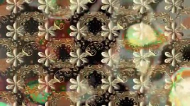 Renkli unsurlarla hareketli arka plan görüntüleri. Çiçekler. Eski model. Bayrak tarzı. Video kaydı. Şablon. Döngü. Kusursuz.. 