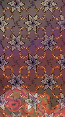 Çiçek desenli eskiz. Düz Çiçek Elementleri Tasarım Raster illüstrasyonu. Renkli Bahar Teması eskiz kalıbı. Kahverengi ve bej renkli çiçekler.