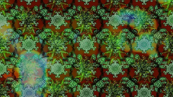 Çiçekler suluboya tarzında yeşil, kahverengi ve gri renklerde. Raster illüstrasyonunda çiçek deseni çizimi.