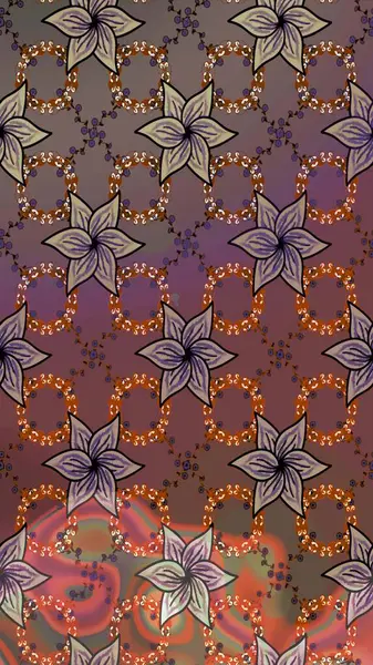 Çiçek desenli eskiz. Düz Çiçek Elementleri Tasarım Raster illüstrasyonu. Renkli Bahar Teması eskiz kalıbı. Kahverengi ve bej renkli çiçekler.