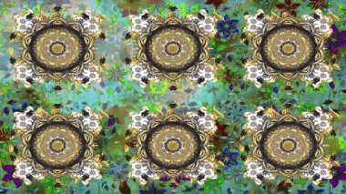 Renkli unsurlarla hareketli arka plan görüntüleri. Çiçekler. Eski model. Bayrak tarzı. Video kaydı. Şablon. Döngü. Kusursuz.. 