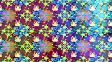 Renkli unsurlarla hareketli arka plan görüntüleri. Çiçekler. Eski model. Bayrak tarzı. Video kaydı. Şablon. Döngü. Kusursuz.. 