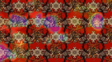 Raster illüstrasyonundaki çiçek desenli çizim. Kahverengi, kırmızı ve bej renkte çiçekler.