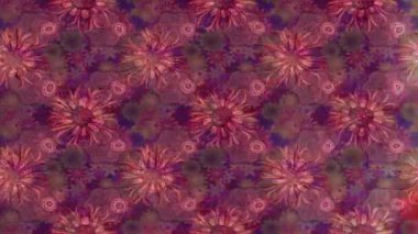 Renkli unsurlarla hareketli arka plan görüntüleri. Çiçekler. Eski model. Bayrak tarzı. Video kaydı. Şablon. Döngü. Kusursuz.. 