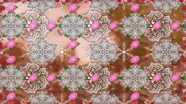 Renkli unsurlarla hareketli arka plan görüntüleri. Çiçekler. Eski model. Bayrak tarzı. Video kaydı. Şablon. Döngü. Kusursuz.. 