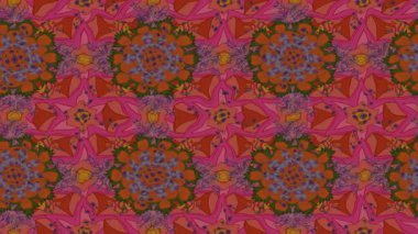 Renkli unsurlarla hareketli arka plan görüntüleri. Çiçekler. Eski model. Bayrak tarzı. Video kaydı. Şablon. Döngü. Kusursuz.. 