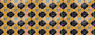 Gömlek, arka plan modelini çiz. Tropik çiçekler. Sarı renkte çiçekler.