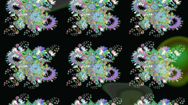 Yumuşak, bahar çiçekleri siyah renklerde. Raster illüstrasyonu. Raster deseni. Patlayan çiçekler soyut yerleştirilmiş.