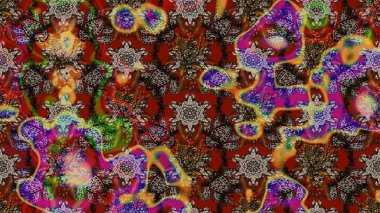 Raster illüstrasyonu. Yumuşak, bahar çiçekleri kahverengi, kırmızı ve gri renklerde. Yaprak ve çiçeklerin suluboya resmi, kahverengi, kırmızı ve gri renkler üzerine çizim şekli.