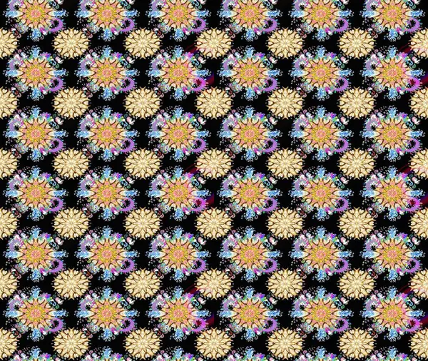 Çiçeksiz desenli arka plan, darbeler, sıçramalar, yaz çiçekleri. Siyah ve bej renkli çiçekler. Raster illüstrasyonu.