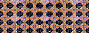 Raster illüstrasyonundaki çiçek desenli çizim. Renkli Bahar Teması eskiz kalıbı. Siyah renkli çiçekler. Düz Çiçek Elementleri Tasarımı.