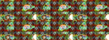 Raster illüstrasyonu. Yeşil, kahverengi ve nötr renklerde çiçekler. Yeşil, kahverengi ve nötr renkler üzerine çiçek çizimi. Şatafatlı bahar bahçesi dokusu. Çiçek deseni.