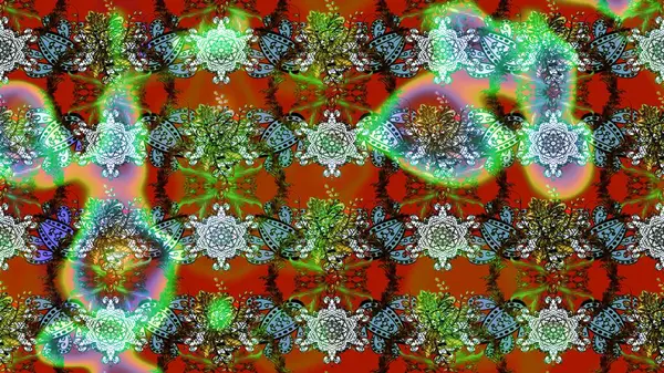 Raster illüstrasyonu. Kahverengi, yeşil ve nötr renklerde güzel bir tekstil. Suluboya çiçekli çiçek deseni.