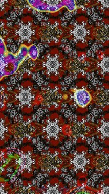 Vadinin çiçekleri gri, kahverengi ve kırmızı renklerde. Çiçeksel çizim kalıbının çizimi.