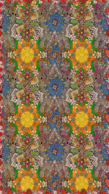 Yumuşak, bahar çiçekli arka plan. Çiçekli karalama şeklinde Raster çiçek deseni. Kahverengi ve bej renkli çiçekler.