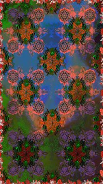 Raster illüstrasyonu. Egzotik çiçekler, botanik, yeşil renklerdeki parlak klasik doğa. Klasik tropikal doğal elementlerin suluboya seti.