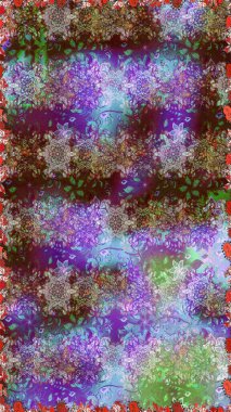 Gentle, spring floral background. Raster floral pattern in doodle style with flowers. Flowers on brown and neutral colors.