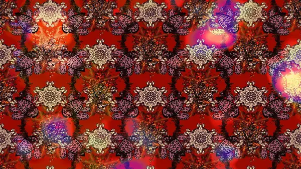 Tatil havası. Nazik romantik baskı. Bahar mevsimi. Raster güzel bir çiçek deseni çizmiş. Çiçekler kahverengi, kırmızı ve pembe renklerde.