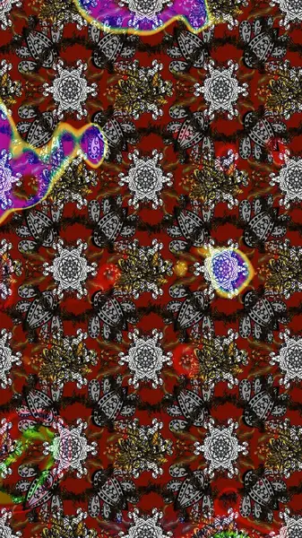 Vadinin çiçekleri gri, kahverengi ve kırmızı renklerde. Çiçeksel çizim kalıbının çizimi.