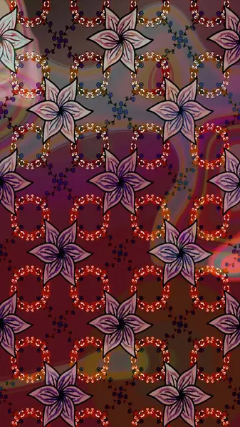 Mor renklerde. Raster deseni. Küçük çiçekteki sevimli çiçek deseni. Raster illüstrasyonu. Soyut çiçek çizim kalıbı arkaplanı.