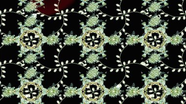 Raster illüstrasyonu. Renkli Bahar Teması eskiz kalıbı. Düz Çiçek Elementleri Tasarımı. Siyah, nötr ve yeşil renklerde zarif çiçek buketi.