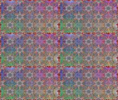 Parmak izi, kumaş, duvar kâğıdı, tekstil için raster dokusu. İşlemeli çiçekli, dikişsiz desen. Renkli grunge soyut arkaplanı Cologray ve nötr çiçeklerle zenginleştirir.