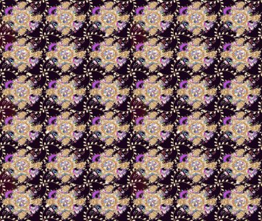 Düz Çiçek Elementleri Tasarımı. Çiçek deseni. Raster güzel kumaş deseni çiziyor. Renkli Bahar Teması çizim şablonu.