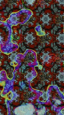 Renkli Bahar Teması eskiz kalıbı. Kahverengi, mavi ve gri renkte çiçekler. Sevimli çiçek raster deseni. Düz Çiçek Elementleri Tasarımı.