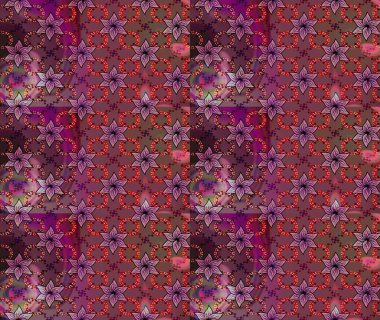 Çiçek. Taslak dekoratif arka plan, çiçek mandala. Kahverengi ve mor renklerde. Raster illüstrasyonu.