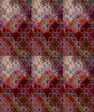 Küçük çiçekteki sevimli çiçek deseni. Soyut çiçek çizim kalıbı arka planı. Kahverengi renklerde. Raster deseni. Raster illüstrasyonu.